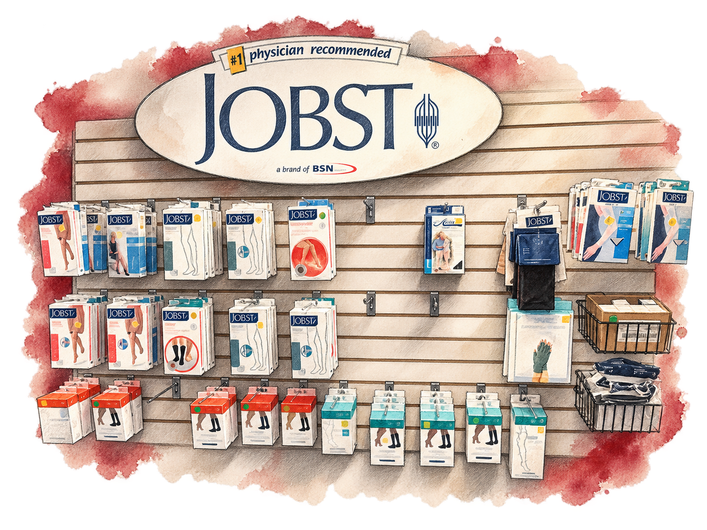 Hand-drawn illustration of Product display at Advanced Home Medical